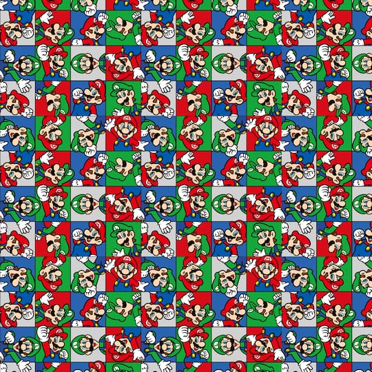 Nintendo® Mario Bros.™ Character Grid Cotton Fabric